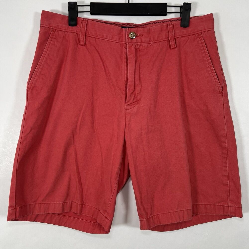 Nautica Classic Fit Chino Shorts Mens Size 33 Red 9” Inseam Flat Front Preppy